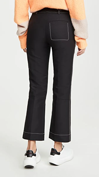 Shop Marni Contrast Stiching Trousers In Black