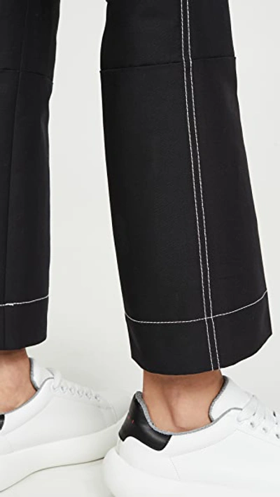 Shop Marni Contrast Stiching Trousers In Black