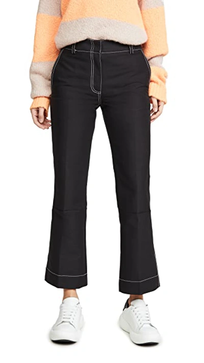 Shop Marni Contrast Stiching Trousers In Black
