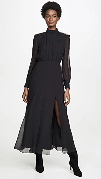 Shop Saloni Jacqui Dress In Black/geo Embellished