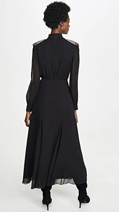 Shop Saloni Jacqui Dress In Black/geo Embellished