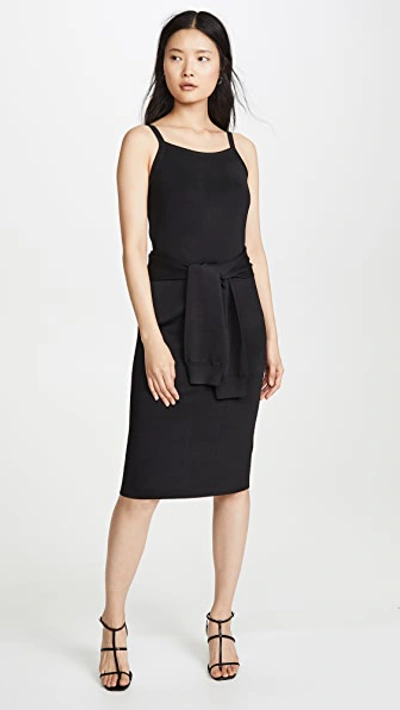 Shop Helmut Lang Tie Waist Dress In Black