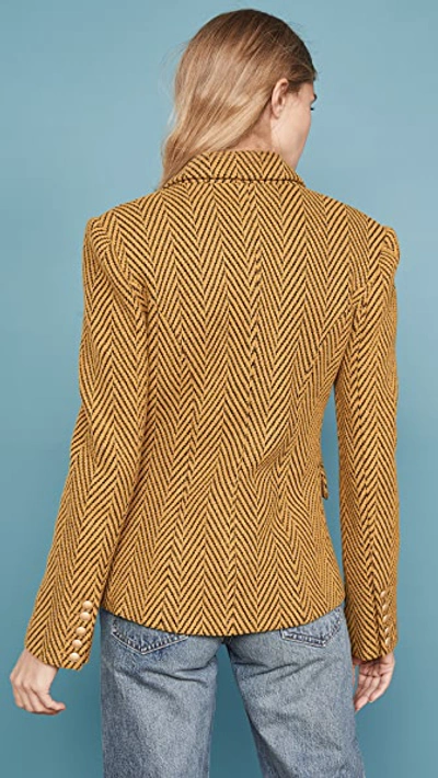 Shop L Agence Kenzie Double Breasted Blazer In Gold Multi
