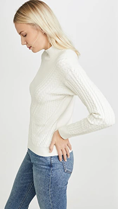 Shop Club Monaco Cable Front Mock Neck Sweater In Off White