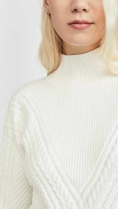 Shop Club Monaco Cable Front Mock Neck Sweater In Off White