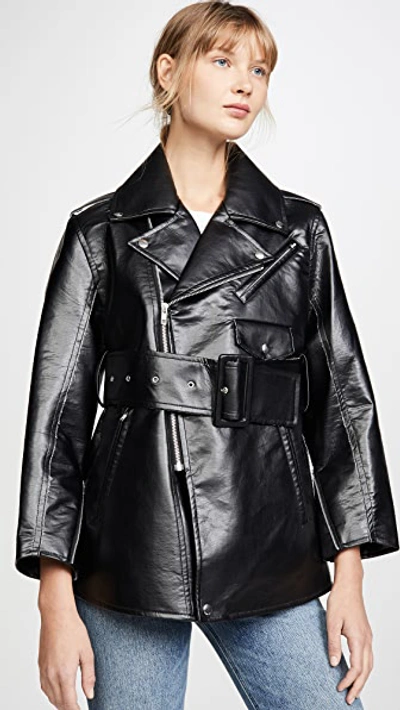 Shop Toga Faux Leather Bonding Jacket In Black