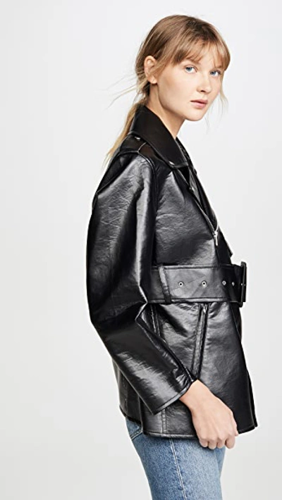 Shop Toga Faux Leather Bonding Jacket In Black