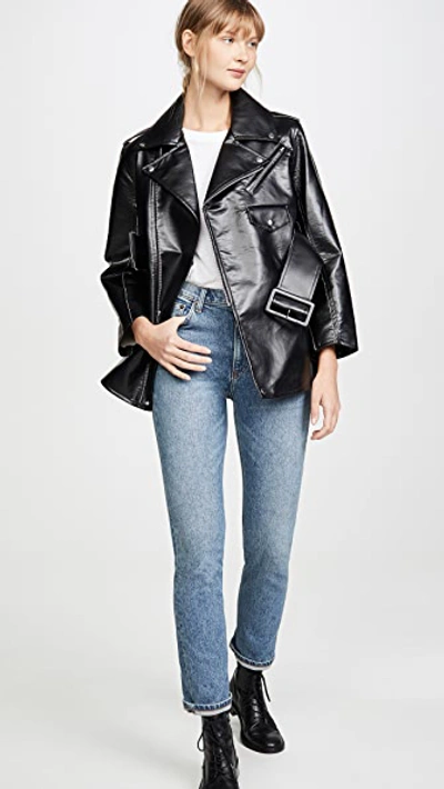 Shop Toga Faux Leather Bonding Jacket In Black