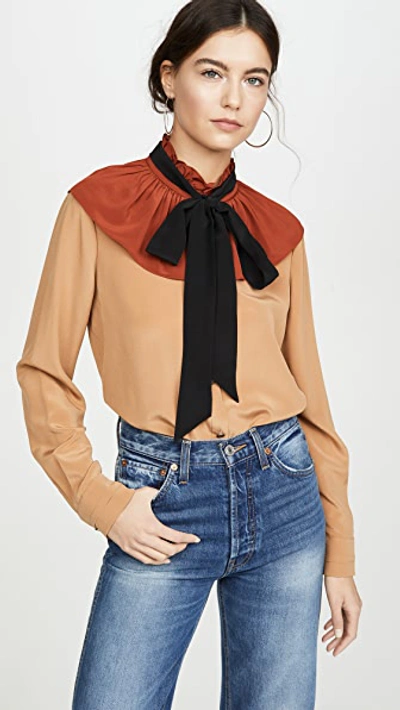 Shop Coach 1941 Gathered Collar Blouse In Camel