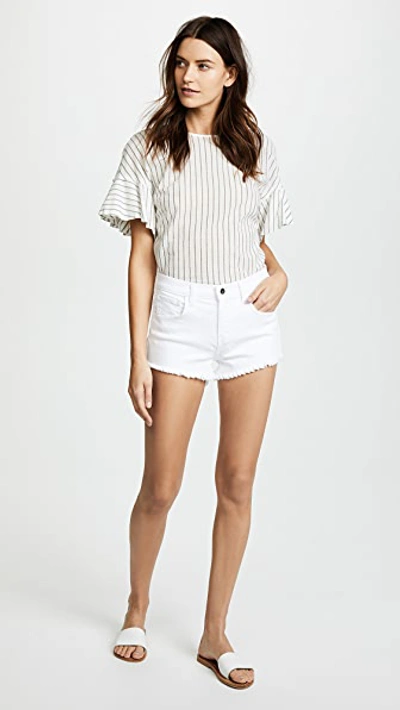 Shop L Agence Zoe Perfect Fit Shorts In Blanc