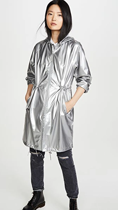 Rains Women's Hooded Rain Coat In Silver | ModeSens