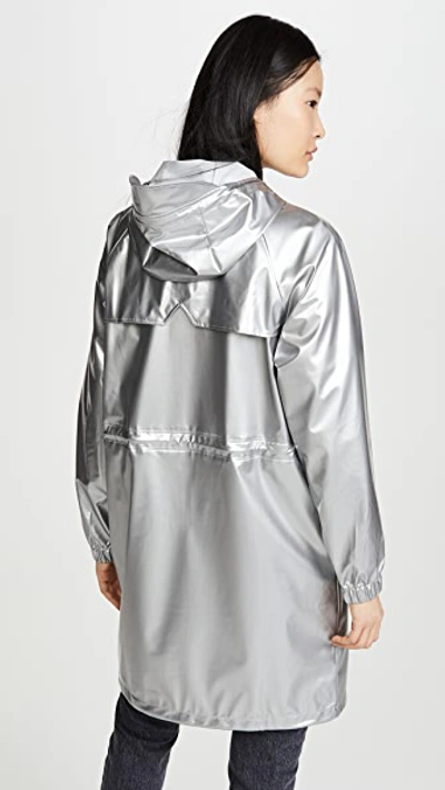 Shop Rains Long Rain Jacket In Silver