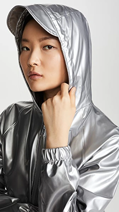 Shop Rains Long Rain Jacket In Silver