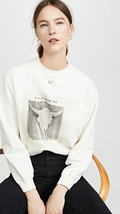 Shop Anine Bing Ramona Sweatshirt Walk With Me In Ivory