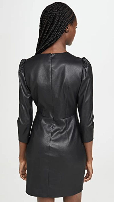 Shop Rebecca Taylor Long Sleeve Vegan Leather Dress In Black