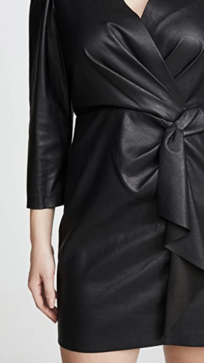 Shop Rebecca Taylor Long Sleeve Vegan Leather Dress In Black