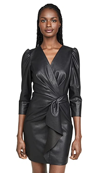 Shop Rebecca Taylor Long Sleeve Vegan Leather Dress In Black