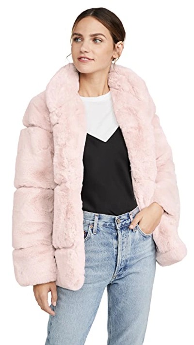 Shop Apparis Sarah Faux Fur Jacket In Blush