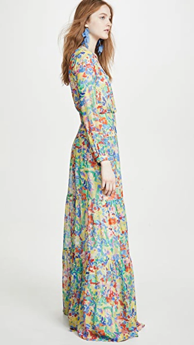 Shop Saloni Isabel Long Dress In Summer Confetti