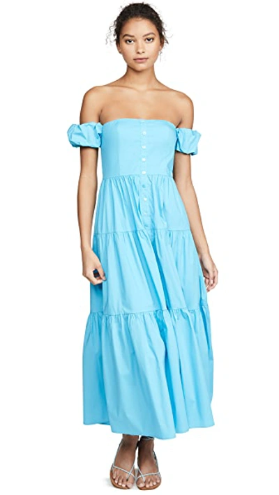 Shop Staud Elio Dress In Bright Blue