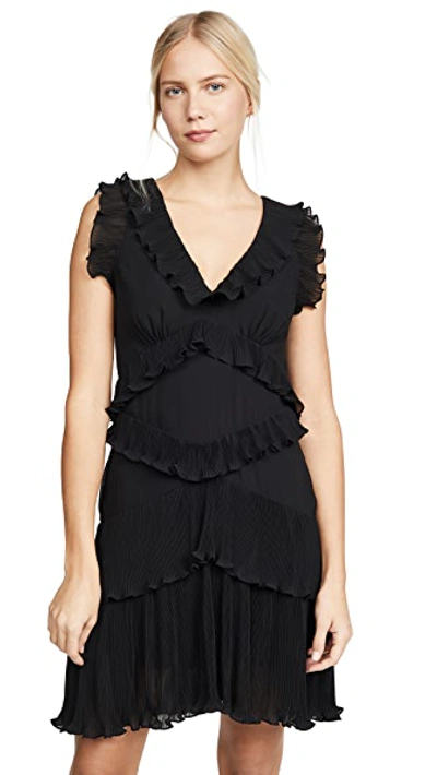 Shop Zimmermann Super Eight Pleated Frill Mini Dress In Black