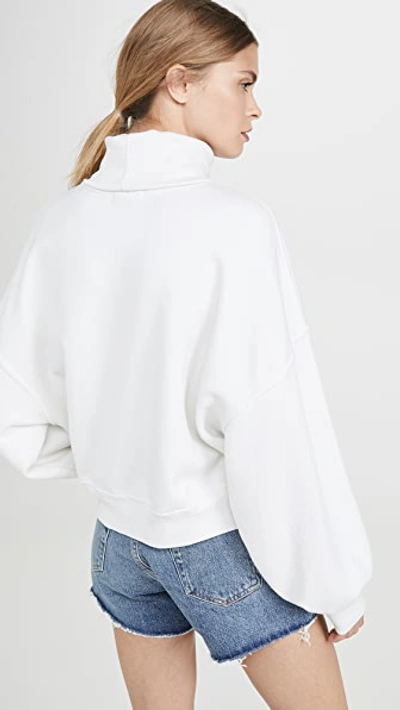 Agolde Balloon Sleeve Turtleneck Sweatshirt In Plaster