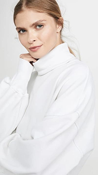 Shop Agolde Balloon Sleeve Turtleneck Sweatshirt In Plaster