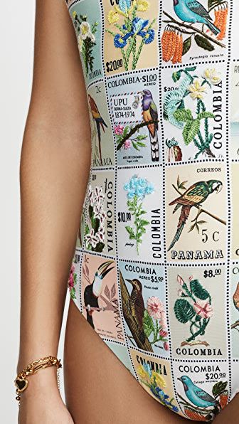 agua by agua bendita nativa ruffled printed swimsuit