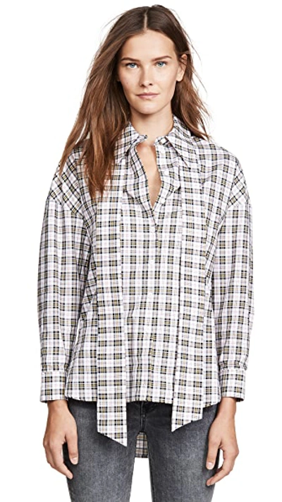 Shop Tibi Easy Shirt With Zipper Detail In White Multi