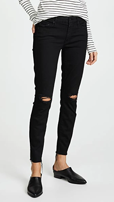 Shop Mother The Looker Frayed Ankle Jeans In Guilty As Sin