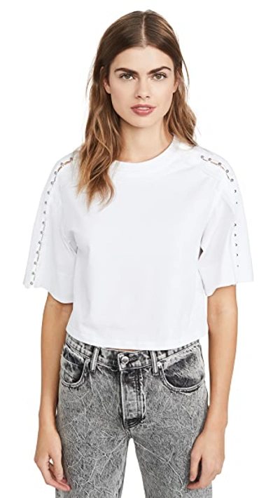 Shop 3.1 Phillip Lim / フィリップ リム Crop T-shirt With Embellished Sleeves In White