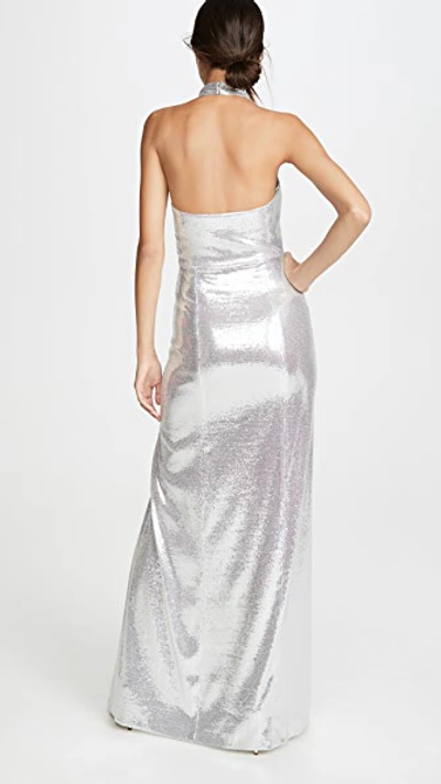 Shop Galvan Galaxy Flyover Sequined Dress In Silver