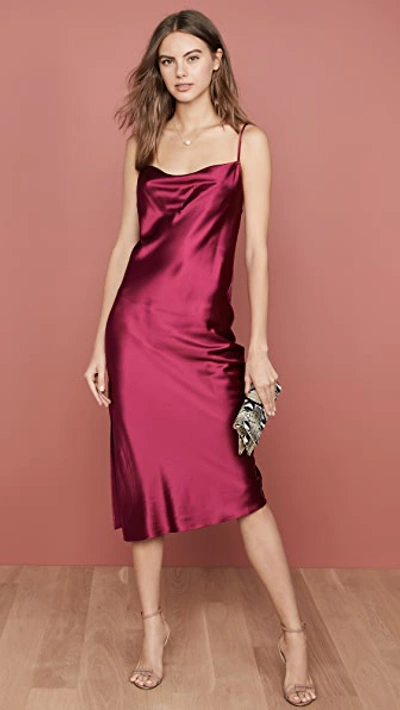 Shop Fleur Du Mal Cowl Neck Slip Dress With Slit In Bordeaux