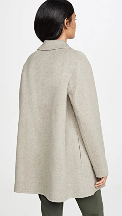 Shop Theory Overlay Df Coat In Taupe Grey
