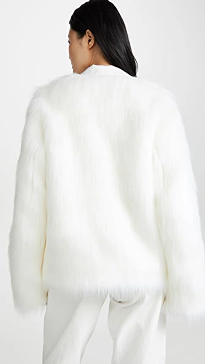 Shop Anais Jourden White Faux Fur Blazer