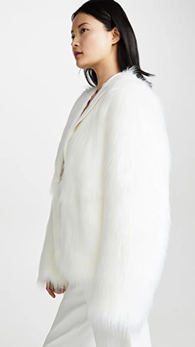 Shop Anais Jourden White Faux Fur Blazer