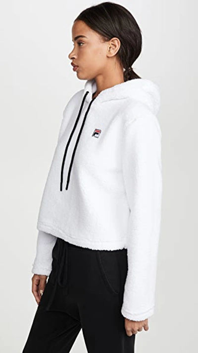 Shop Fila Ember Crop Hoodie In White/black/mineral Red