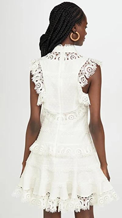 Shop Zimmermann Peggy Embroidered Trim Short Dress In Ivory