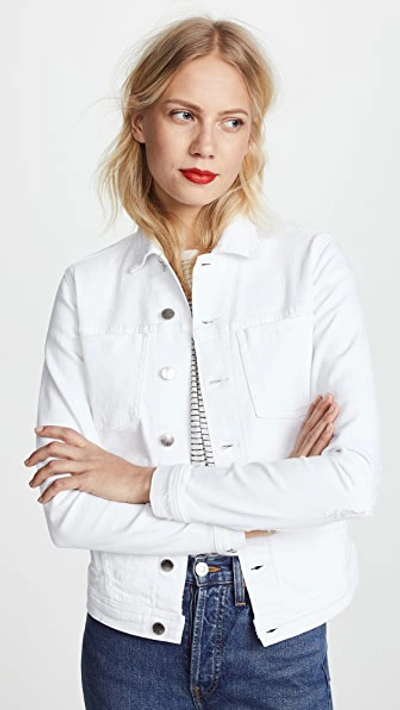 Shop L Agence Celine Distressed Jacket In Blanc Destruct