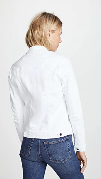 L Agence Janelle Slim Cropped Jean Jacket With Raw Hem In Blanc Destruct