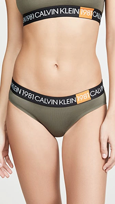 Shop Calvin Klein Underwear 1981 Cotton Bikini Briefs In Army Dust