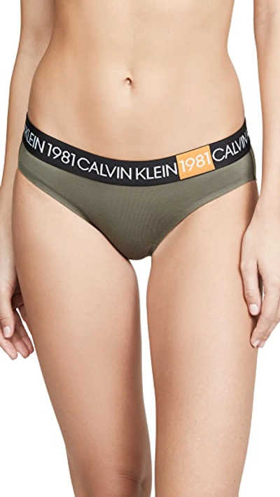 Shop Calvin Klein Underwear 1981 Cotton Bikini Briefs In Army Dust