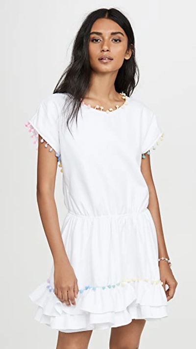 Shop Peixoto Pom Pom Mini Dress In White Pastel