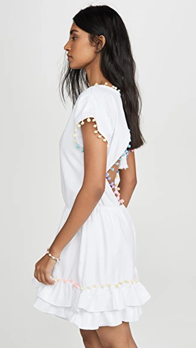 Shop Peixoto Pom Pom Mini Dress In White Pastel