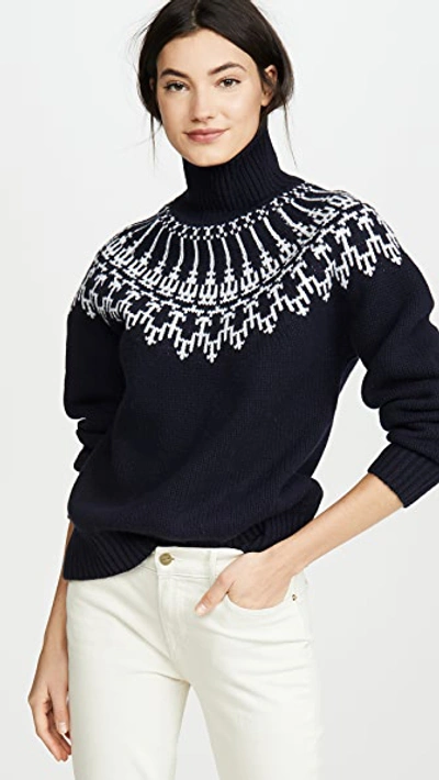 Shop Tory Sport Fair Isle Sweater In T Navy Mountain Fair Isle