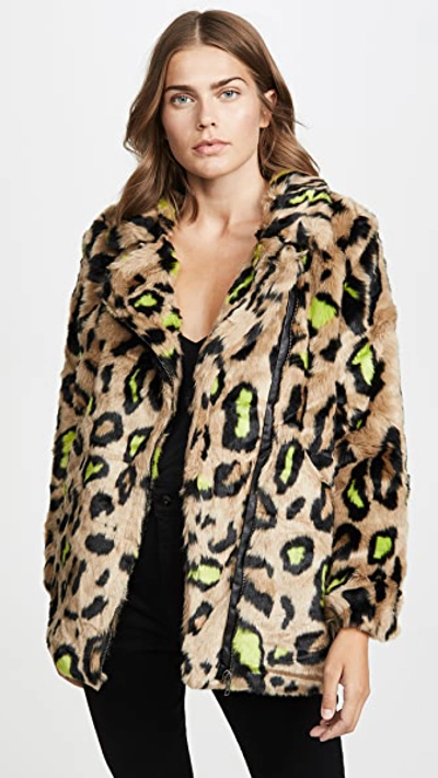 Shop Apparis Chloe Faux Fur Coat In Neon Leopard