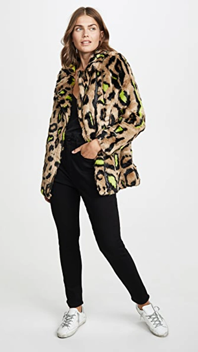 Shop Apparis Chloe Faux Fur Coat In Neon Leopard