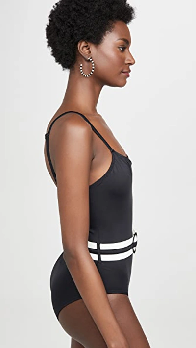 Shop Solid & Striped The Nina Belted One Piece Swimsuit In Black