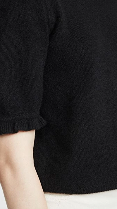 Shop Frame Shirred Short Sleeve Cashmere Sweater In Noir