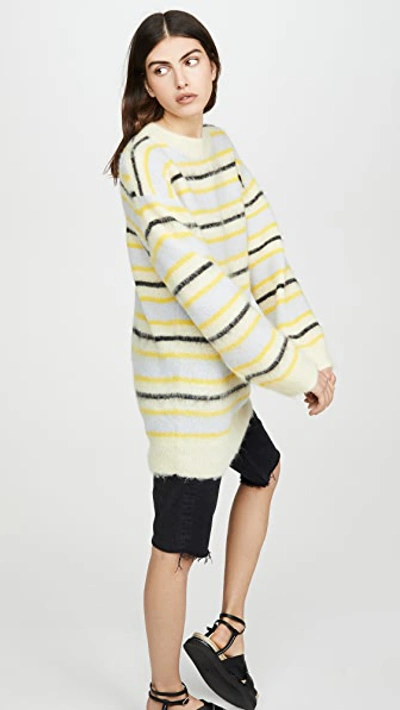 Shop Acne Studios Karalynn Fluffy Alpaca Pullover In Yellow/multi